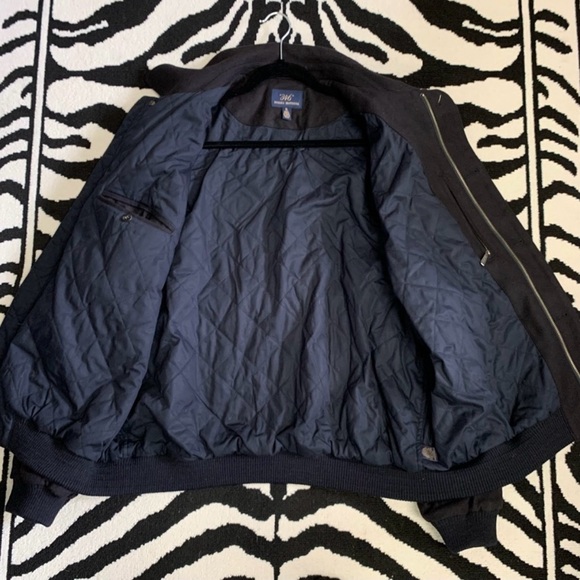 Brooks Brothers Storm System Wool Navy Bomber Coat Jacket XL Blue Zip - Picture 5 of 9